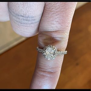 Custom modified elongated Cushion cut Diamond Engagement Ring